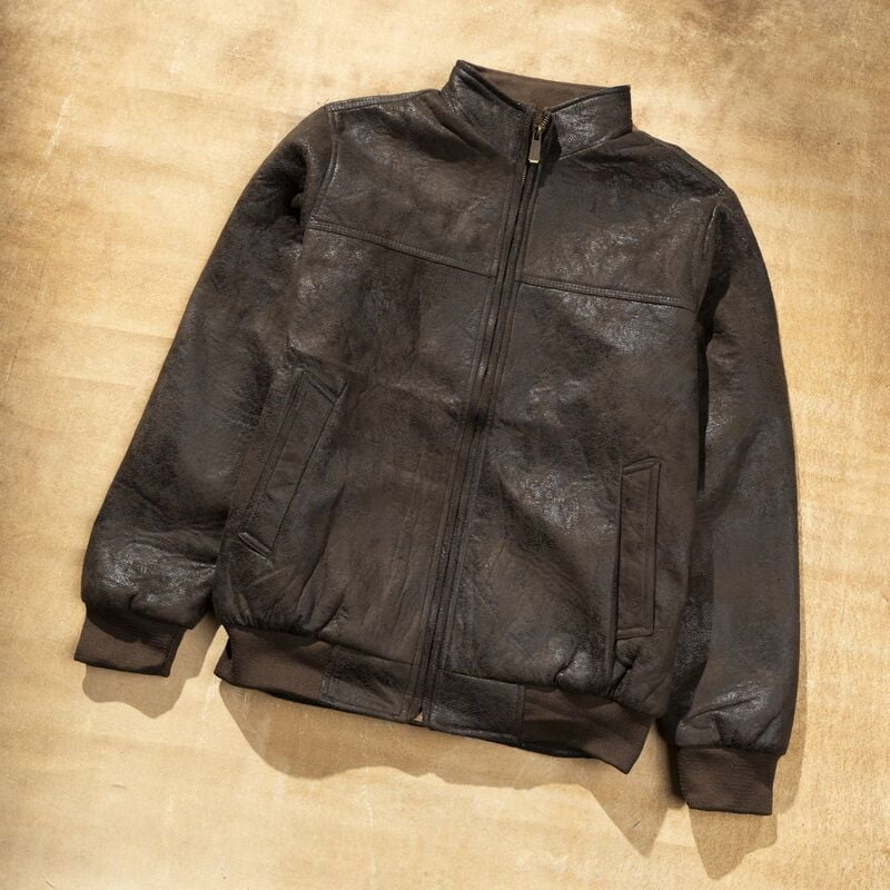 جاكيت جلد ياقه فرو